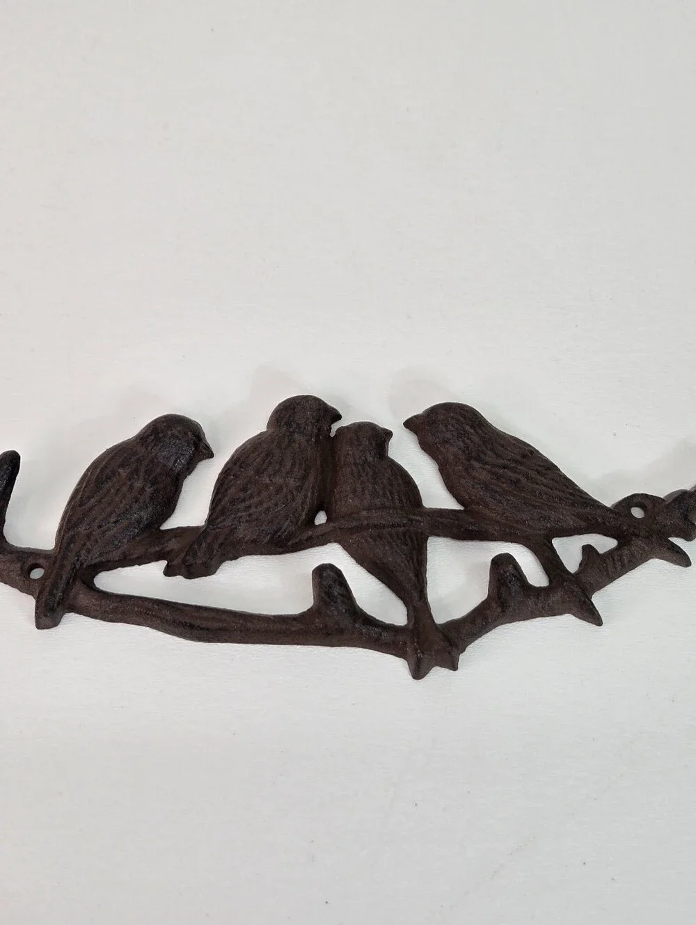 VTG Cast Iron 4 Birds Tree Branch Wall Hook‎ Key Coat Hanger Cottagecore Rustic